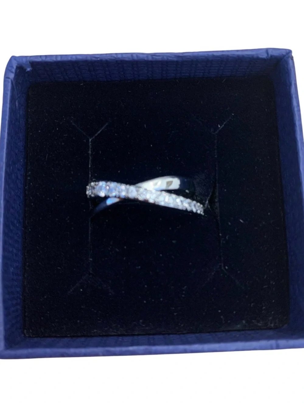 Swarovski Silver Pavé Crystal Ring with White Sparkle SIZE8
